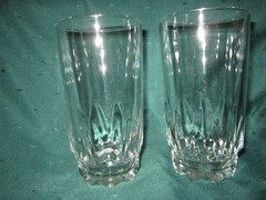 Pair of Clear Glass Highball Glasses~VG~Cut Glass Bottoms
