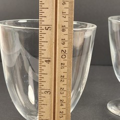 2 VTG Steuben Crystal Water Wine Goblet Glass Wafer Disc Stem 4.75″ Signed Set