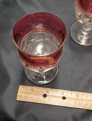 Set 4 INDIANA GLASS Kings Crown Red Flashed Juice Goblets 3oz 4 1/4″h x 2 1/2″d