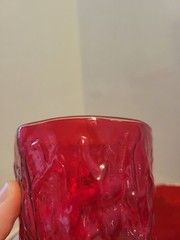 Morgantown Seneca Driftwood Red Ruby Footed Crinkle Water Goblet Glasses 6 Lot