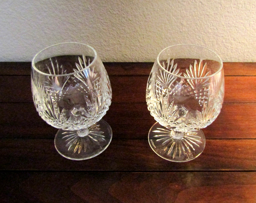 ( Set of 2 ) Wedgwood Crystal / MAJESTY / BRANDY SNIFTERS / Mint!