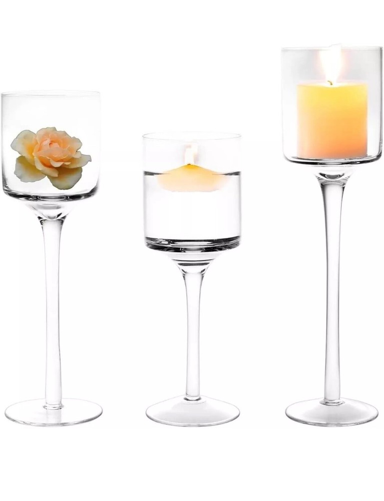 3 Sets Of Household Candlestick High Quality Glass