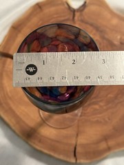 2002 The Glass Forge Oregon Artist Kaleidoscope Wine Glass Rainbow Frit Color