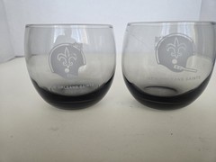 2 Vintage 1970s New Orleans Saints Smoked Glasses NFL Tumbler Glasses Who Dat!