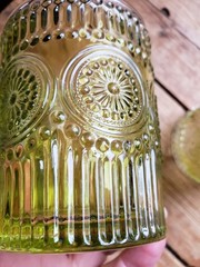 Set Of Two Vintage Inspired Green Embossed Glassed, The Pioneer Woman?