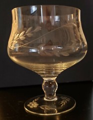Vintage Etched Goblet or Dessert Glass Twigs Flowers