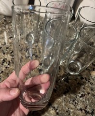 Vintage Thick Clear Glass Highball Tumbler Drinking Set Of 6 Excellent