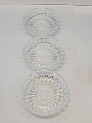 3 Crystal Candy Dishes Diamond Cut Pattern Beautiful Design