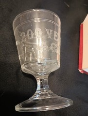 Vintage Liberty Bell Glass Goblets Set of 2 Bicentennial Historical Glassware