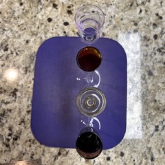Set of 4 Mixed Color Hand-Blown Cordial Glasses: Amber/Red/Purple/Plum
