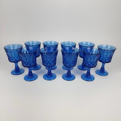 Set of 10 Vintage Noritake Perspective Cobalt Blue Water Wine Goblets, Clean
