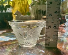 Americana Punch Cup Embossed Eagle W/ Olive Branch Hazel Atlas USA-UV reactive