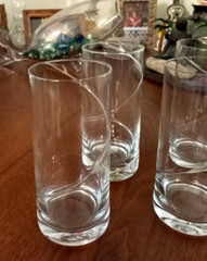 4 VTG Hand Blown HIGHBALL Tumbler Glasses POLAND Clear w/ Single Swirl