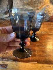 Colonial style Vintage Lenox Antique Dark Blue 6 3/4” set of Stemmed Goblets US