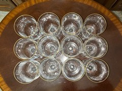 Set of 35 Lenox Crystal Glasses Intrigue Gold Trim 12 Wine 12 Water 11 Champaign