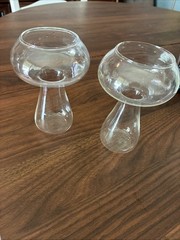 Mushroom Cocktail Glasses 5” Tall Clear Glass