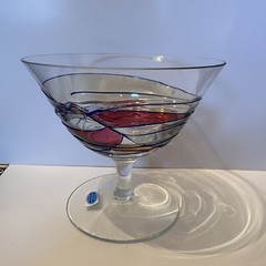 TGMG Romania Milano Mosaic Art Stained Glass Sherbet Bowl Purple Gold New Swirl