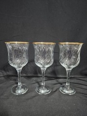 CIRCLEWARE MAXIM SEITL GOLD RIM GLASSES WATER GOBLETS SET OF 3