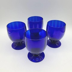 Vintage Morgantown Ribbed Optic Colbalt Footed Glass Tumbler Cordial Liquor – 4