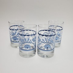 A Set of 4 Corelle Corning Ocean View Blue Swirl Juice Glasses