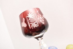 VTG SET 6 BOHEMIAN CZECH CUT TO CLEAR CRYSTAL HOCK WINE GLASSES GOBLETS