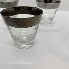 Vintage Dorothy Thorpe Shot Glasses Lot QTY 5 Silver Rim 2.75″ Mid Century