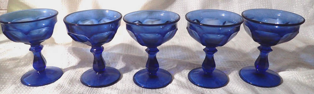 (6) Imperial Ohio Old Williamsburg Cobalt Blue Champagne Glasses – 4 3/4″