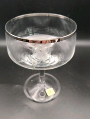 3 Vintage Forest West Germany Rose Etched Crystal Champagne Coupes – Silver Rim