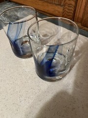 Libbey Blue Ribbon Swirl Dimple Rocks Glasses Set of 2