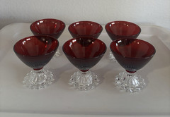 Anchor Hocking Glass ~ Royal Ruby Red ~ Bubble Foot Champagne /Sherbets Set Of 6