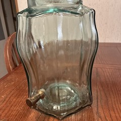 Vintage Beverage Dispenser Green Glass Brass Spigot Made Italy