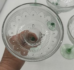 Set of 5 Vintage Margarita Glass Sombrero Green Stem, by Cristal D’Arques-Durand