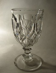 Antique Ky aka Excelsior Double Ring Stem Flint Glass Goblet Bakewell Pears 1860