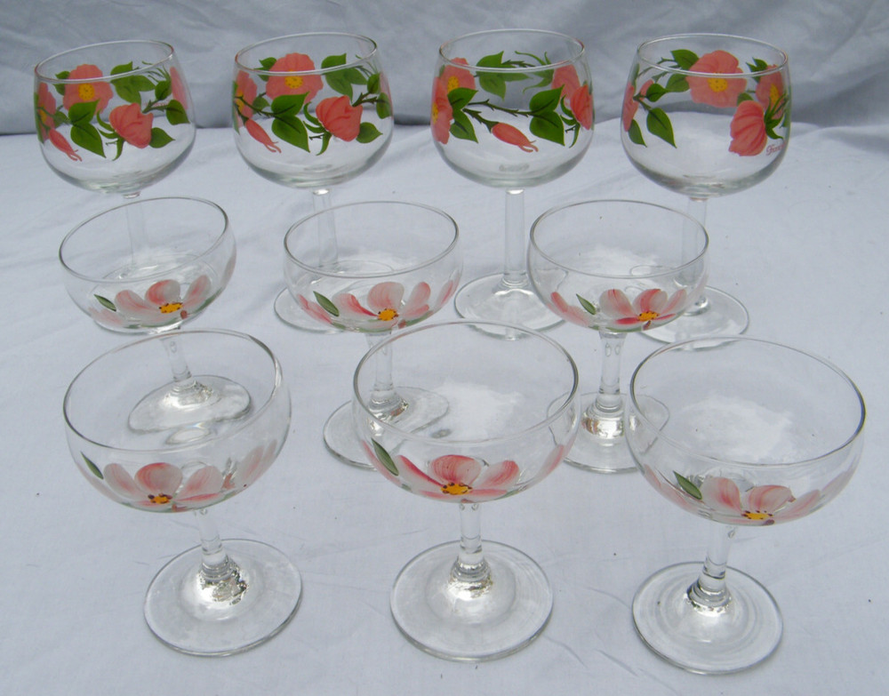 Franciscan Desert Rose glassware wine water champagne goblets 10 Pieces