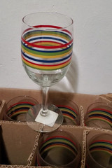 Libbey Mambo Fiesta Rainbow Stripes Goblet Water Tea Wine Glasses 10oz Set of 12