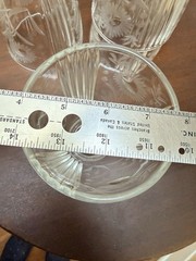 Set of 4 Vintage clear glass lamp shades with etched daisy floral designs