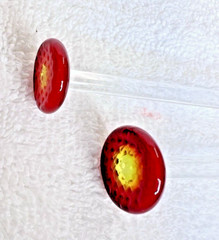 Pair Mouth Blown Red Yellow w Clear Stem GLASS COCKTAIL MUDDLER Excellent Shape