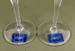 Set of 2 Mikasa Panache Clear Square Bowl Crystal Wine Glasses 8 1/4» NWT 9oz