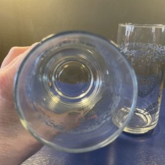 VTG Corelle Corning Sponge Blue Hearts 2 Drinking Tumbler Glasses Cottage Granny