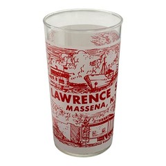 St. Lawrence Seaway Massena NY Scenic Souvenir White Glass Tumbler Unmarked