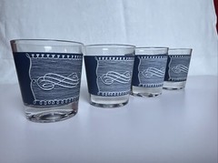 Vintage Set Of 4 Currier & Ives Old Fashioned 6oz Frosted Glasses