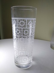 MCM Vintage Retro White Geometric Design Drinking High Ball Glasses Barware 7″ T