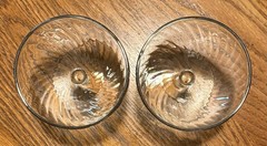 Vintage Elegant Glass Optic Swirl Sherbet Champagne Platinum Rim Pontil Set 2