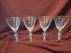 4 Tiffin Franciscan Mansfield Elegant Water Wine Crystal Goblets Diamond Stem