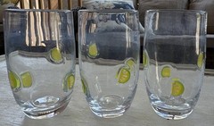 Anthropologie Lime Slice Drinking Glasses Set Of 3