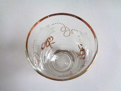 Lot Set 4 Libbey Flat Tumbler Drinking Glasses 8oz White Rose Gold Ribbon & Rim