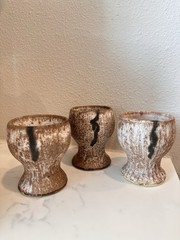 McCarty pottery Signed nutmeg goblets with Mississippi River