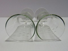 4 Libbey Interlude Parfait Glasses Smooth Stem Gray Cut Swirl Leaves 1968- (A)