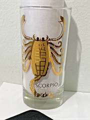Scorpio Zodiac Glass Tumbler Anchor Hocking 22K Gold Highball Barware VTG