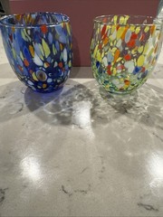 Zecchin Murano Set Of 2 Wine 4” Wine Glasses Hand Blown